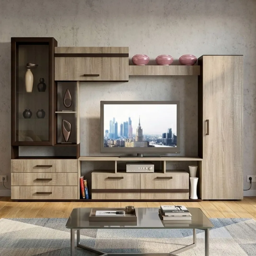 Parete attrezzata moderna Wengè e rovere PAI6012