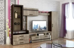 Parete attrezzata moderna Wengè e rovere PAI6012