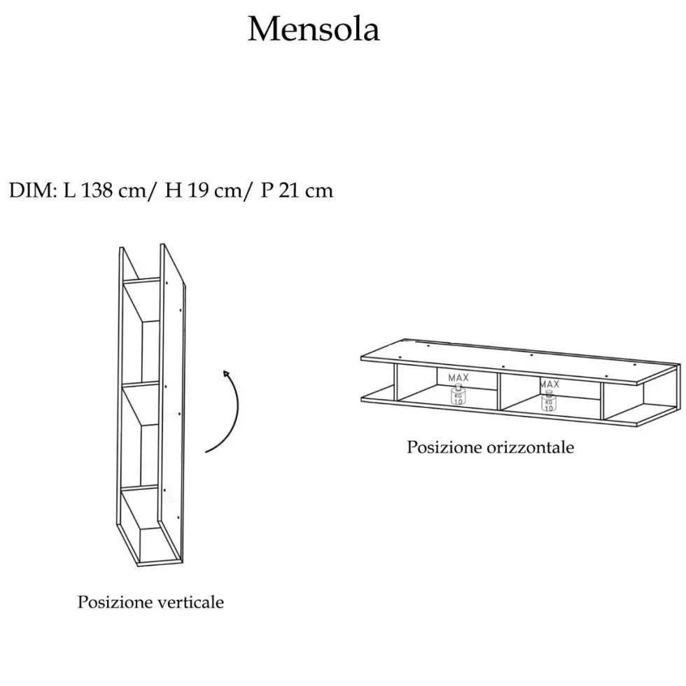 Parete attrezzata moderna 290x195 cm argilla, bronzo e noce PAL27