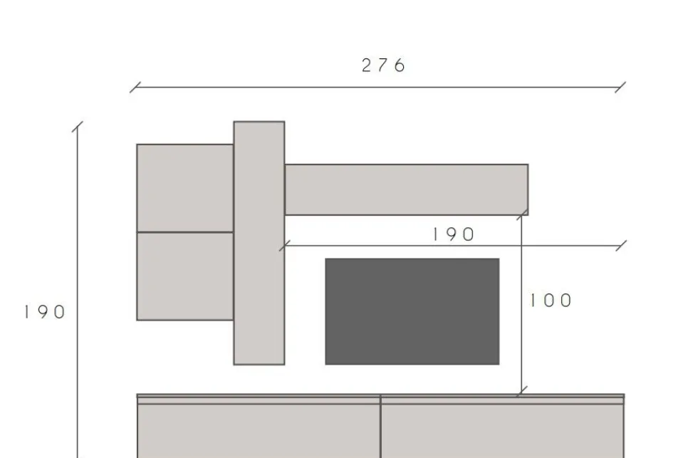 Parete attrezzata moderna 276x190 cm grigio e bianco lucido PAL16