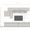 Parete attrezzata moderna 276x187 cm bianco lucido, grigio chiaro e rovere PAL25