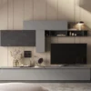 Parete attrezzata moderna 276x180 cm grigio e piombo PAL31