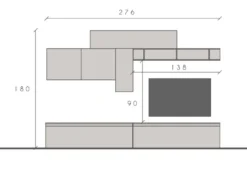 Parete attrezzata moderna 276x180 cm grigio e piombo PAL31