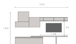 Parete attrezzata moderna 262x189 cm grigio e piombo PAL23