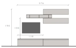 Parete attrezzata moderna 276x190 cm grigio e piombo PAL29