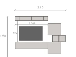 Parete attrezzata moderna 215x190 cm argilla e noce PAL12