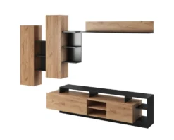 Parete attrezzata moderna 220x120 rovere e antracite PALK1
