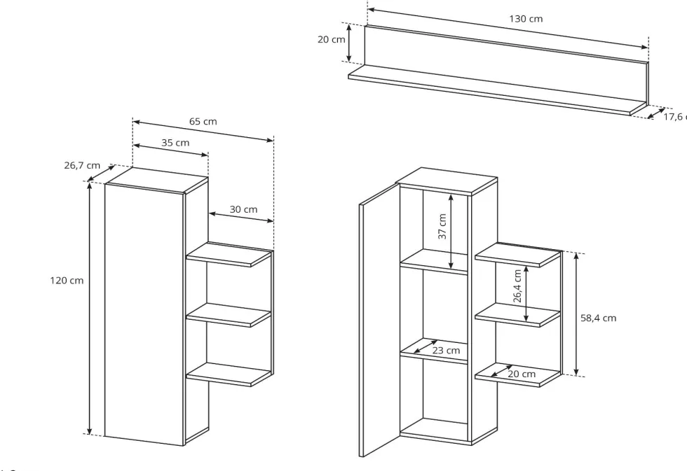 Parete attrezzata moderna 220x120 rovere e antracite PALK1