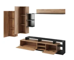Parete attrezzata moderna 220x120 rovere e antracite PALK1