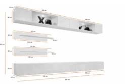 Parete attrezzata nera e bianca con led PAP104