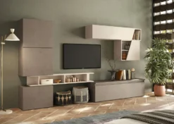 Parete attrezzata per soggiorno 285x200 cm bronzo e beige PAL75
