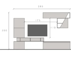 Parete attrezzata per soggiorno 285x200 cm bronzo e beige PAL75