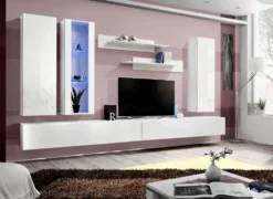 Parete attrezzata porta tv bianca e nera PAP94