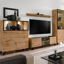 Parete attrezzata rovere miele PAP32