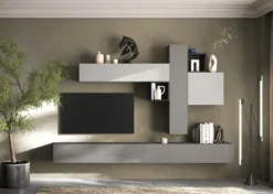 Parete attrezzata salvaspazio 276x210 cm grigia e piombo PAL80