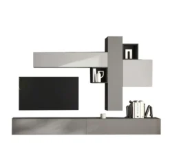 Parete attrezzata salvaspazio 276x210 cm grigia e piombo PAL80