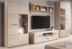 Parete attrezzata soggiorno moderna 298x194 rovere chiaro PALK6