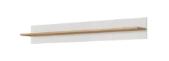 Parete attrezzata soggiorno moderna con luci LED 270x193 bianca con dettagli rovere PALK4