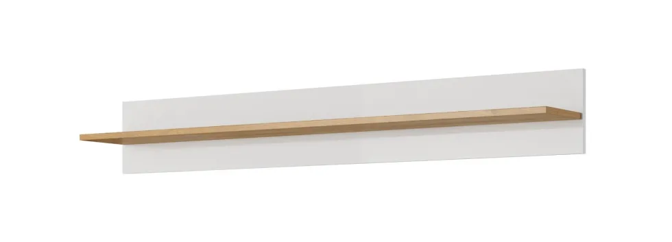 Parete attrezzata soggiorno moderna con luci LED 270x193 bianca con dettagli rovere PALK4