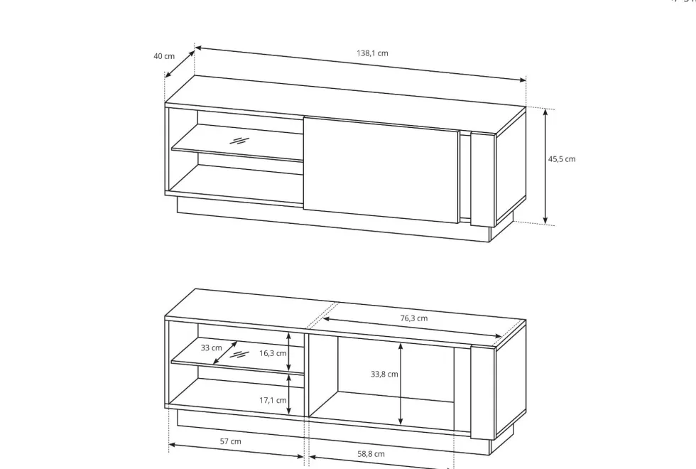 Parete attrezzata soggiorno moderna con luci LED 270x193 bianca con dettagli rovere PALK4