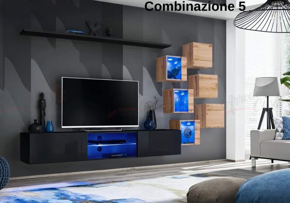 Parete attrezzata sospesa moderna PAP67