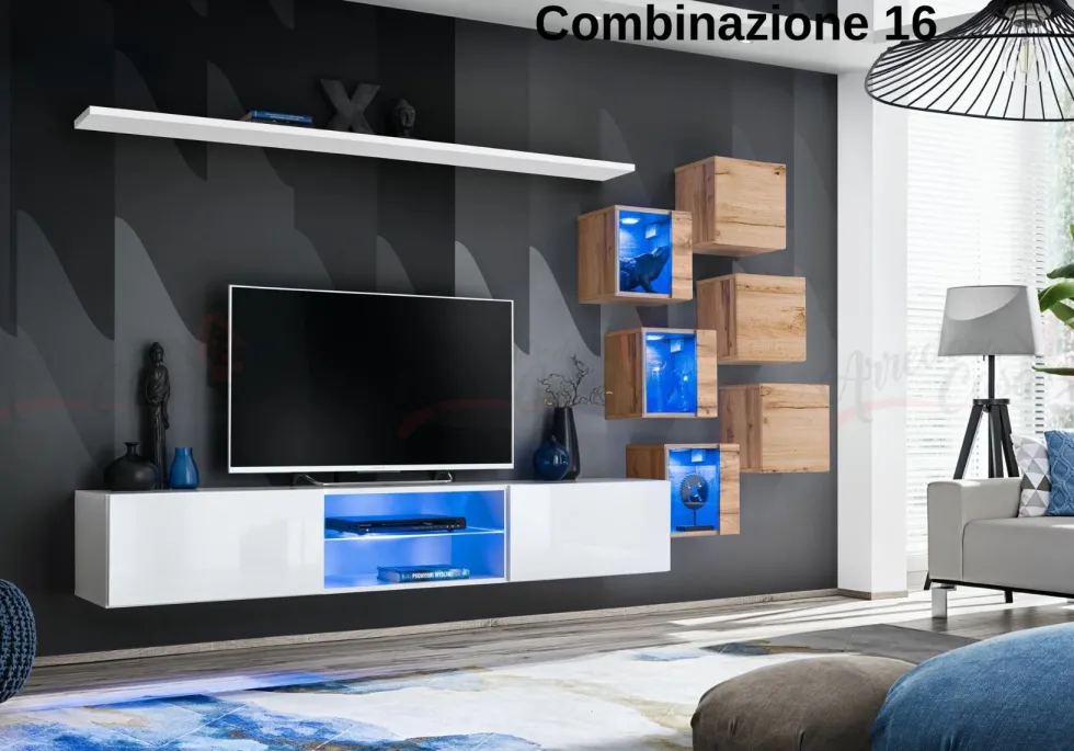 Parete attrezzata sospesa moderna PAP67