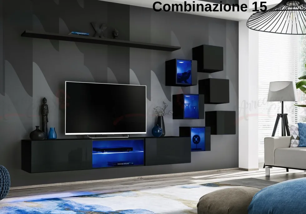 Parete attrezzata sospesa moderna PAP67
