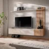 Parete attrezzata sospesa moderna cashmere e rovere 180x130 PAP152