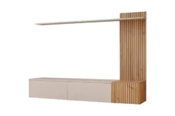 Parete attrezzata sospesa moderna cashmere e rovere 180x130 PAP152