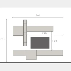 Parete attrezzata sospesa 262x220 cm grigio e piombo PAL20