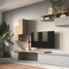 Parete attrezzata 290x210 cm con pensili rovere e grigio PAL41