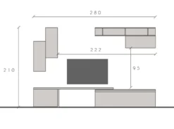 Parete attrezzata 290x210 cm con pensili rovere e grigio PAL41
