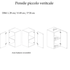 Parete attrezzata 290x210 cm con pensili grigio, grigio chiaro e piombo PAL41