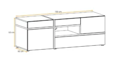 Parete attrezzata 150x195cm design moderno e stampa a strisce rovere e nero PAP33