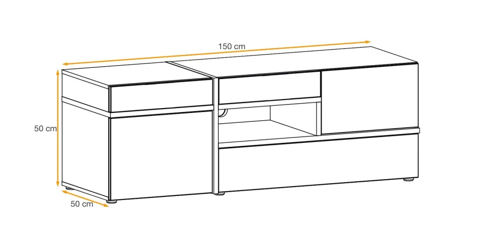 Parete attrezzata 150x195cm design moderno e stampa a strisce rovere e nero PAP33