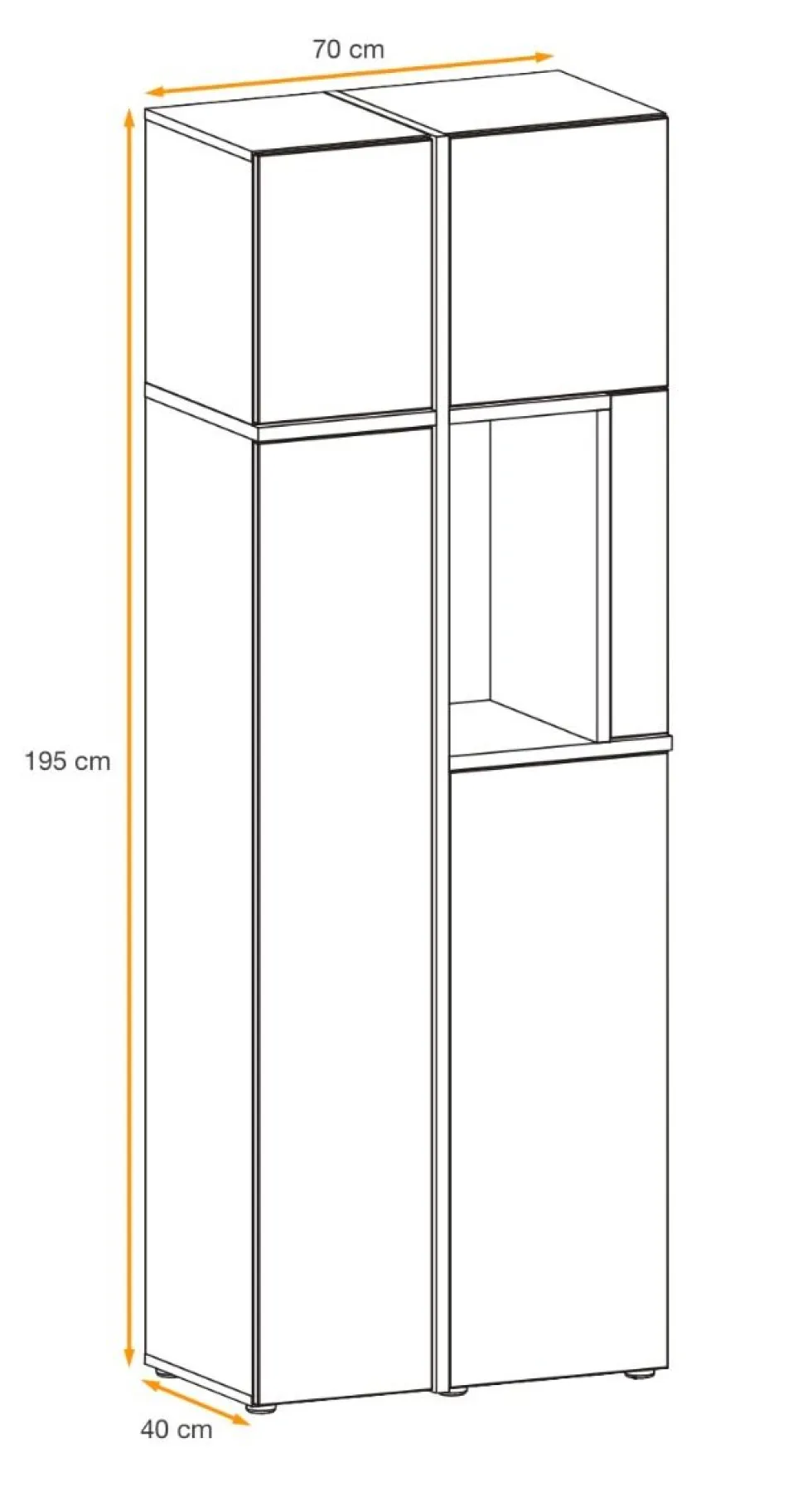Parete attrezzata 150x195cm design moderno e stampa a strisce rovere e nero PAP33