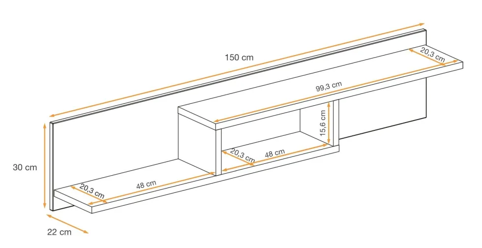 Parete attrezzata 150x195cm design moderno e stampa a strisce rovere e nero PAP33