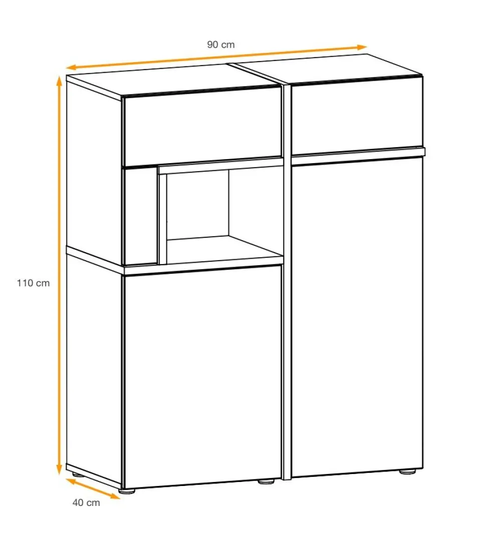 Parete attrezzata 150x195cm design moderno e stampa a strisce rovere e nero PAP33