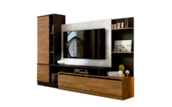 Parete attrezzata 240x185 cm nero quercia e marmo SU40