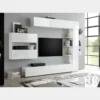 Parete attrezzata 295x187 moderna a terra con libreria e pensile sospeso bianco lucido PAL5