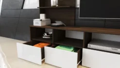 Parete attrezzato moderno bianco e rovere SILB