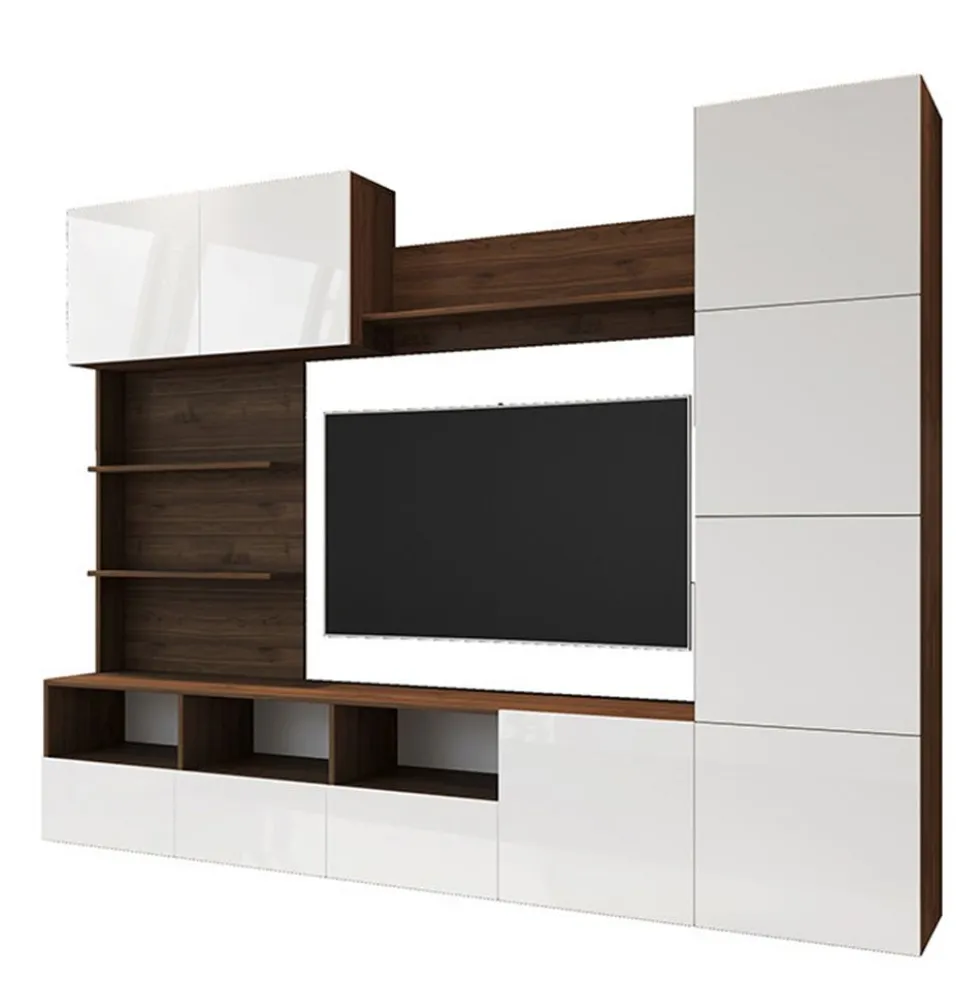 Parete attrezzato moderno bianco e rovere SILB