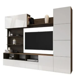 Parete attrezzato moderno bianco e rovere SILB