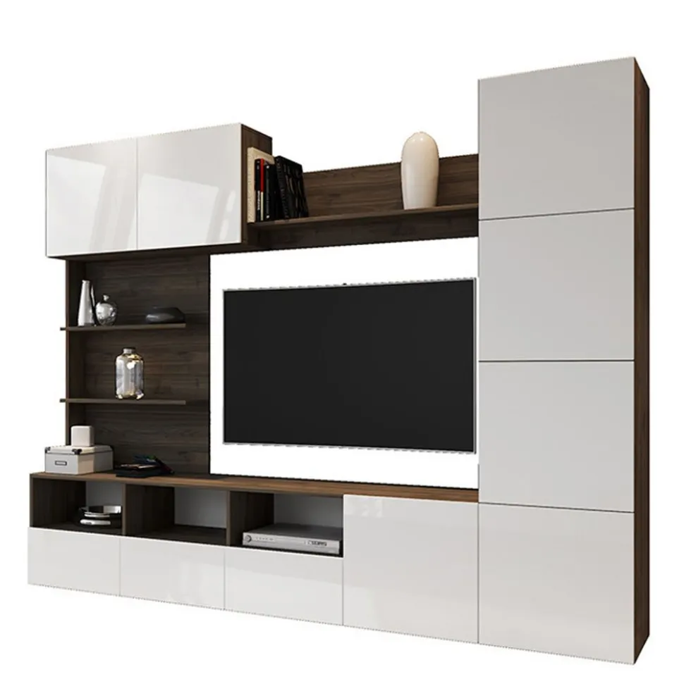 Parete attrezzato moderno bianco e rovere SILB