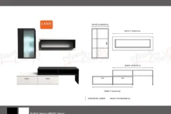 Parete soggiorno con led grigio rovere SG4