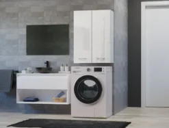 Pensile bagno moderno 64x90 cm con 4 ripiani bianco lucido PBT5