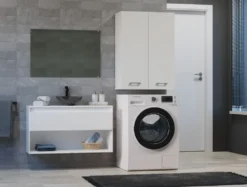 Pensile bagno moderno 64x90 cm con 4 ripiani bianco opaco PBT5