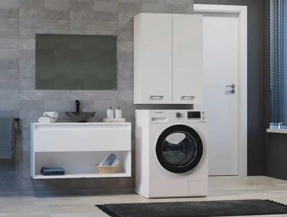 Pensile bagno moderno 64x90 cm con 4 ripiani bianco opaco PBT5