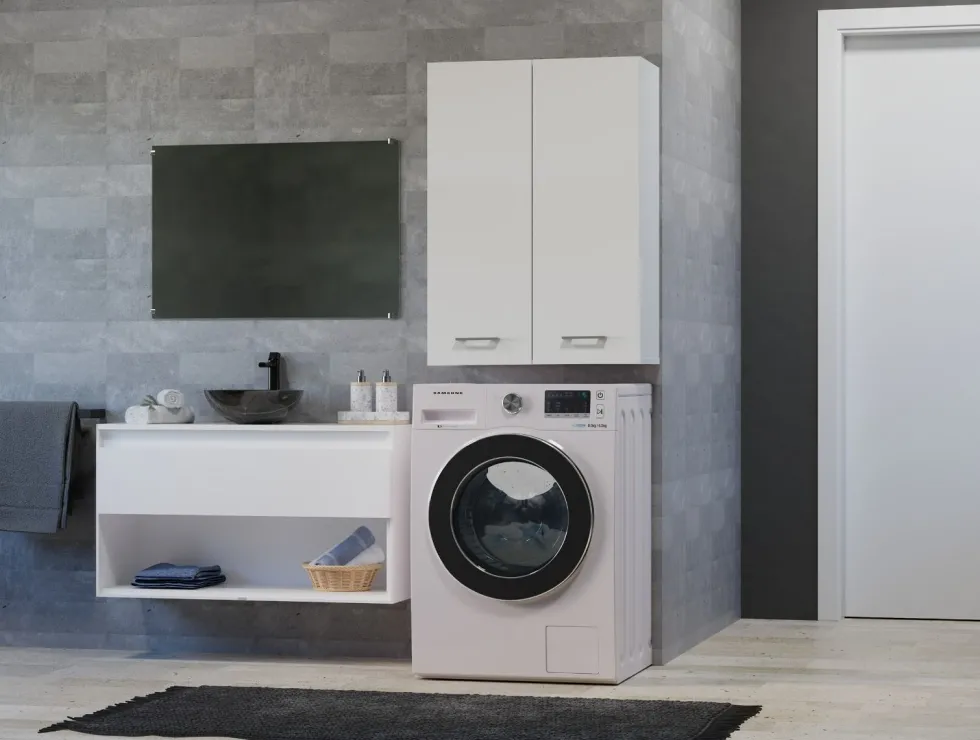 Pensile bagno moderno 64x90 cm con 4 ripiani bianco opaco PBT5