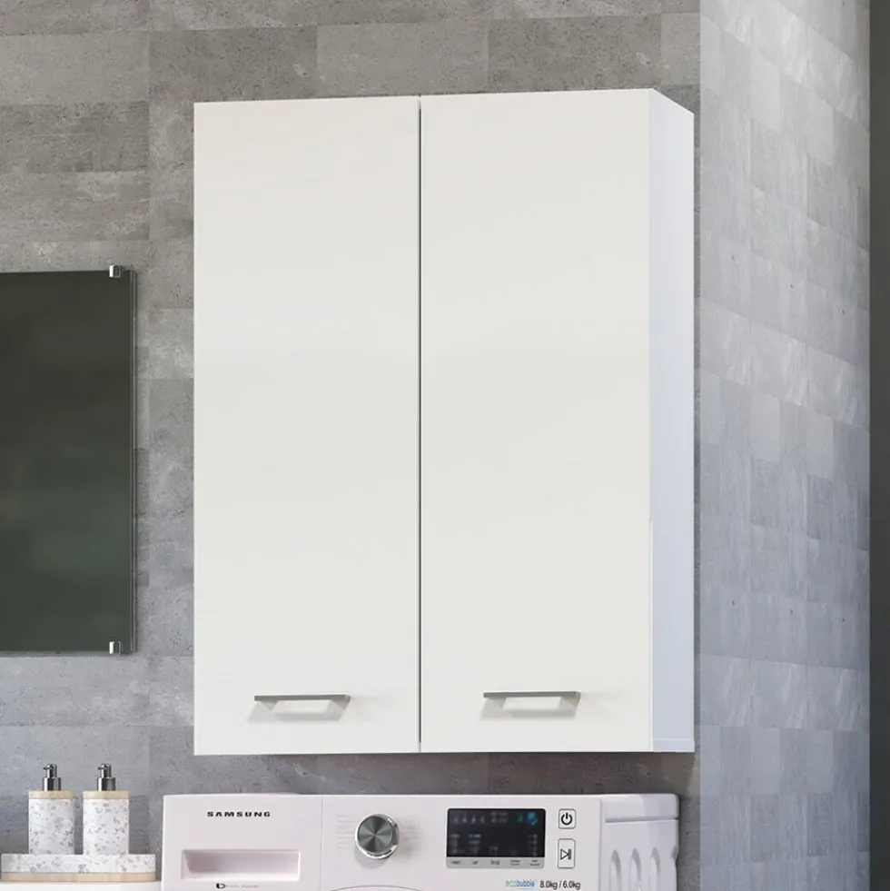 Pensile bagno moderno 64x90 cm con 4 ripiani bianco opaco PBT5